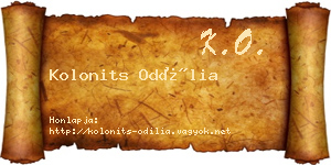 Kolonits Odília névjegykártya
